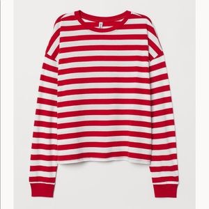 H&M Red and White Striped Ringer Tee